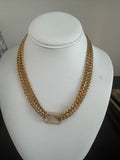 Gold Pave Pull Tab Cuban Chain Necklace