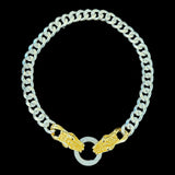 Silver and gold plated, snake head choker