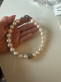 Baroque, pearl pave diamond necklace/choker