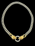 Gold Pave Skull Cuban Chain Necklace