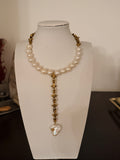 Antique Gold Spike Pearl Lariat