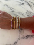 Brushed Gold London Blue Topaz Bangle