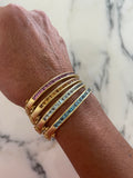 Brushed Gold Aquamarine Bangle